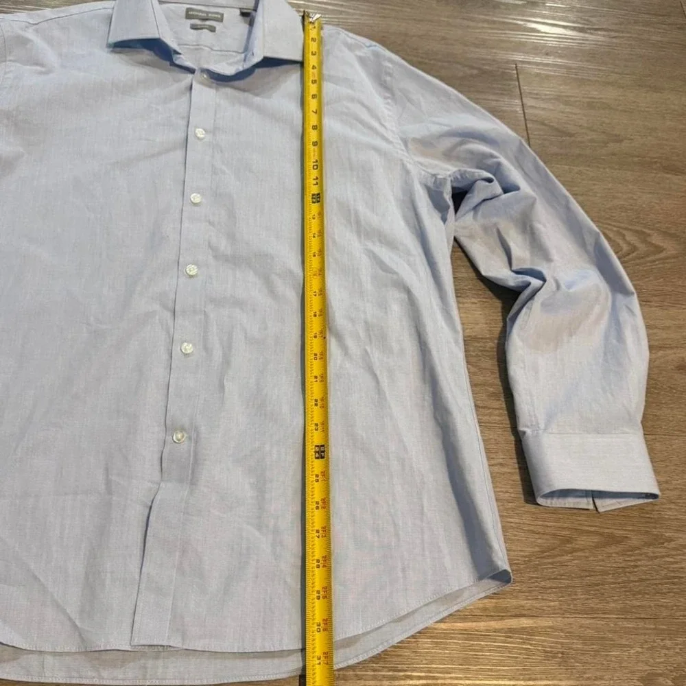 Michael Kors Slim Fit Dress Shirt XL 17.5 34/35 Light Blue Textured Long Sleeve - Picture 3 of 4